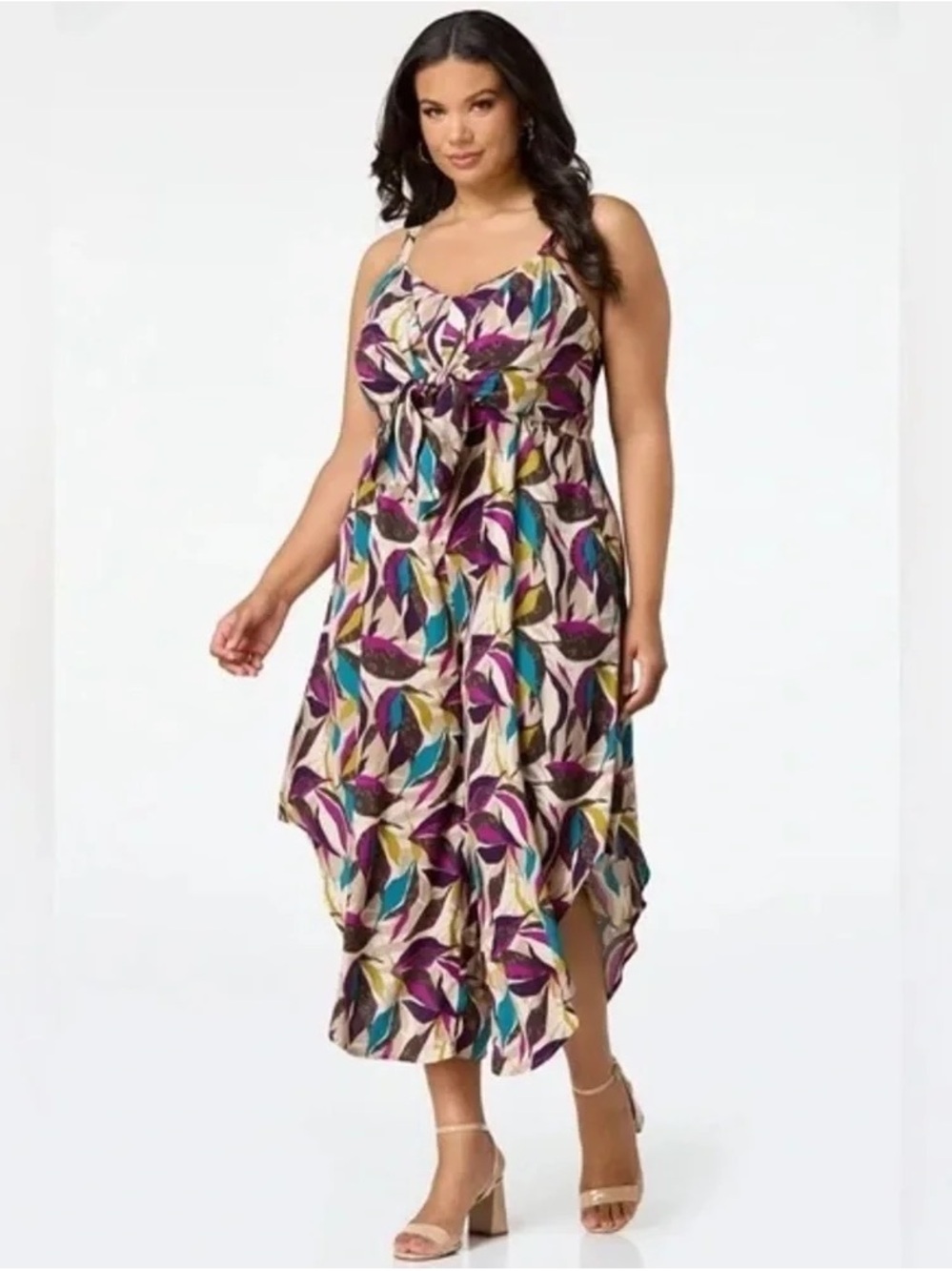 Cato | Multicolor Leaf-Print Sleeveless Jumpsuit